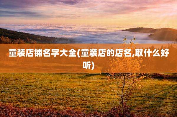 童装店铺名字大全(童装店的店名,取什么好听)
