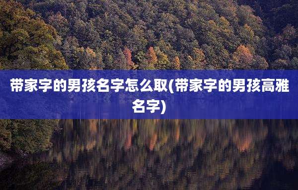 带家字的男孩名字怎么取(带家字的男孩高雅名字)