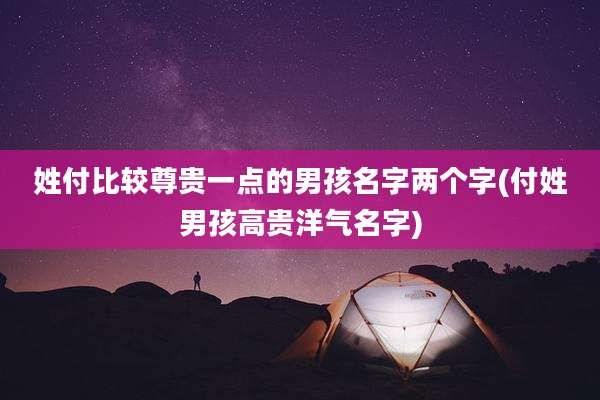 姓付比较尊贵一点的男孩名字两个字(付姓男孩高贵洋气名字)