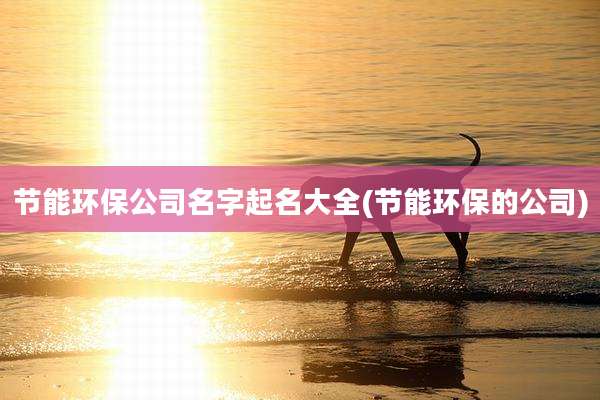 节能环保公司名字起名大全(节能环保的公司)
