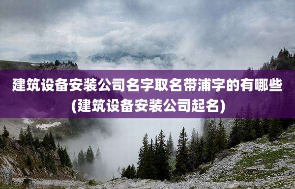 建筑设备安装公司名字取名带浦字的有哪些(建筑设备安装公司起名)