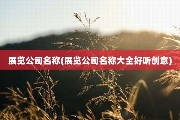 展览公司名称(展览公司名称大全好听创意)
