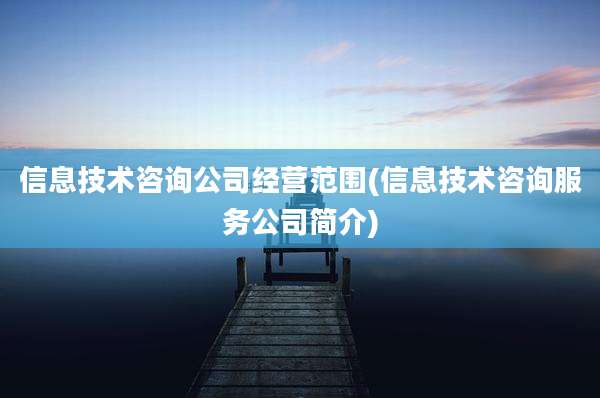 信息技术咨询公司经营范围(信息技术咨询服务公司简介)