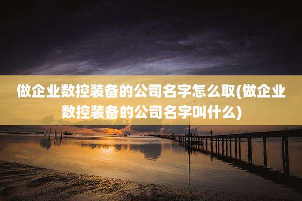 做企业数控装备的公司名字怎么取(做企业数控装备的公司名字叫什么)