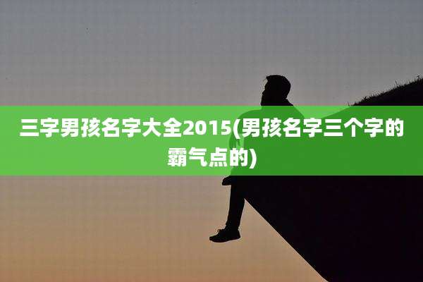 三字男孩名字大全2015(男孩名字三个字的霸气点的)