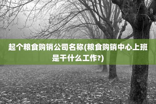 起个粮食购销公司名称(粮食购销中心上班是干什么工作?)