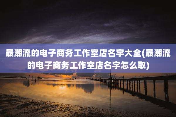 最潮流的电子商务工作室店名字大全(最潮流的电子商务工作室店名字怎么取)