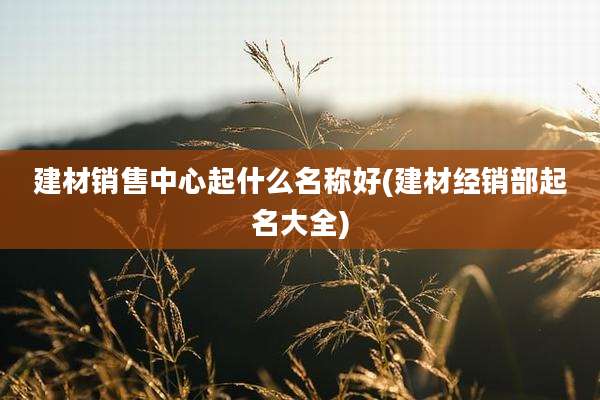 建材销售中心起什么名称好(建材经销部起名大全)