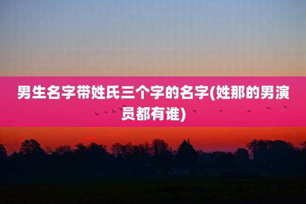 男生名字带姓氏三个字的名字(姓那的男演员都有谁)
