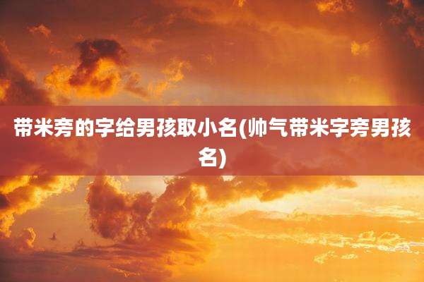 带米旁的字给男孩取小名(帅气带米字旁男孩名)