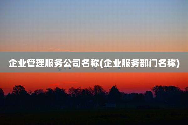 企业管理服务公司名称(企业服务部门名称)