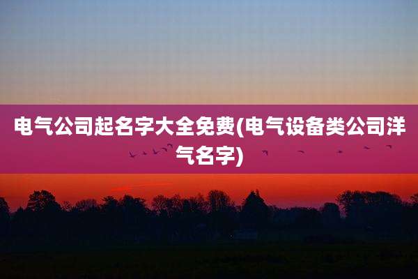 电气公司起名字大全免费(电气设备类公司洋气名字)