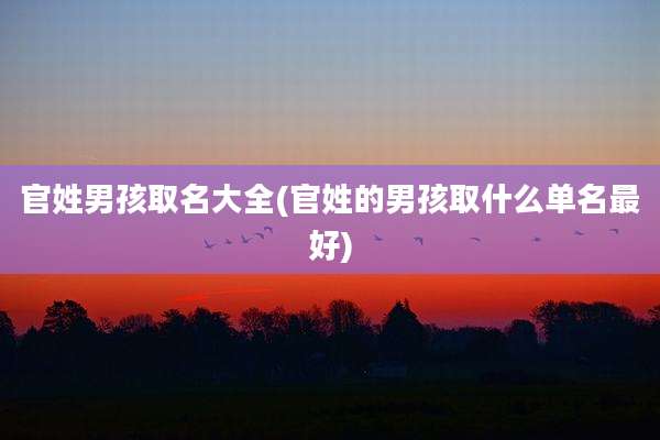 官姓男孩取名大全(官姓的男孩取什么单名最好)
