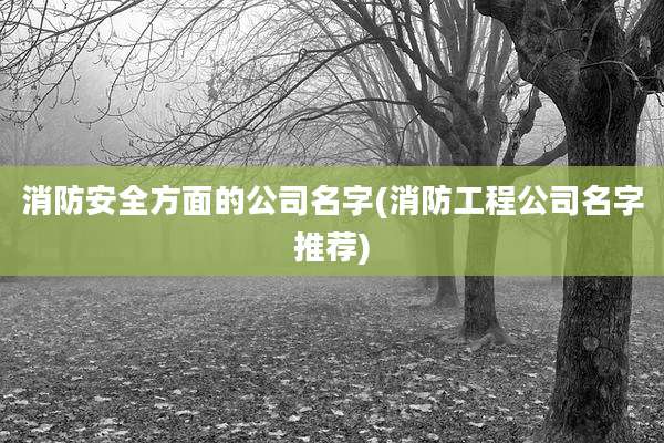 消防安全方面的公司名字(消防工程公司名字推荐)