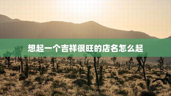 想起一个吉祥很旺的店名怎么起