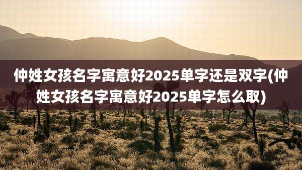 仲姓女孩名字寓意好2025单字还是双字(仲姓女孩名字寓意好2025单字怎么取)