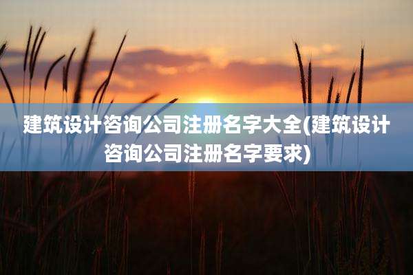建筑设计咨询公司注册名字大全(建筑设计咨询公司注册名字要求)