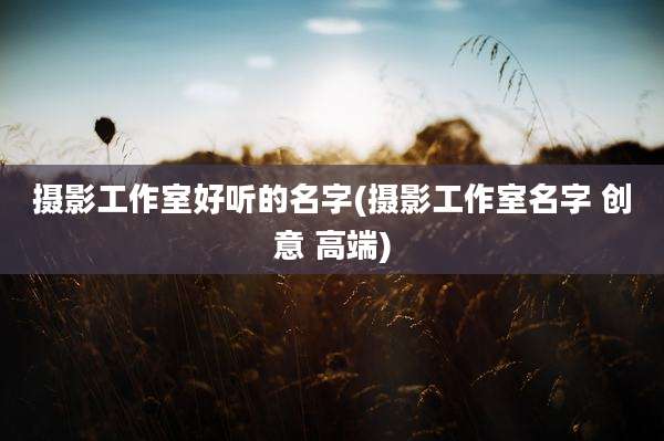 摄影工作室好听的名字(摄影工作室名字 创意 高端)