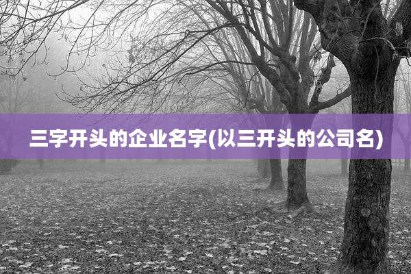 三字开头的企业名字(以三开头的公司名)