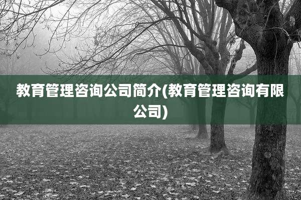 教育管理咨询公司简介(教育管理咨询有限公司)
