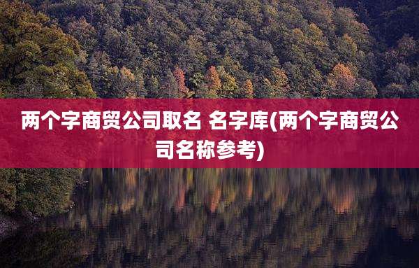 两个字商贸公司取名 名字库(两个字商贸公司名称参考)