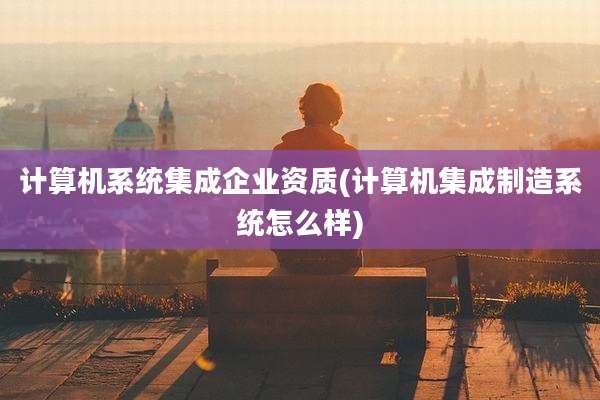 计算机系统集成企业资质(计算机集成制造系统怎么样)