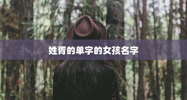姓胥的单字的女孩名字