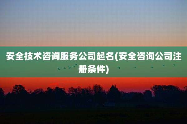安全技术咨询服务公司起名(安全咨询公司注册条件)